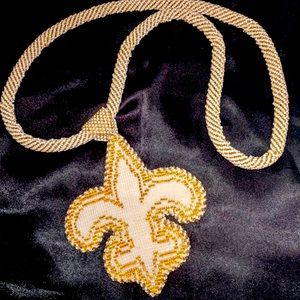 Handmade  NFL New Orleans Saints beaded medallion